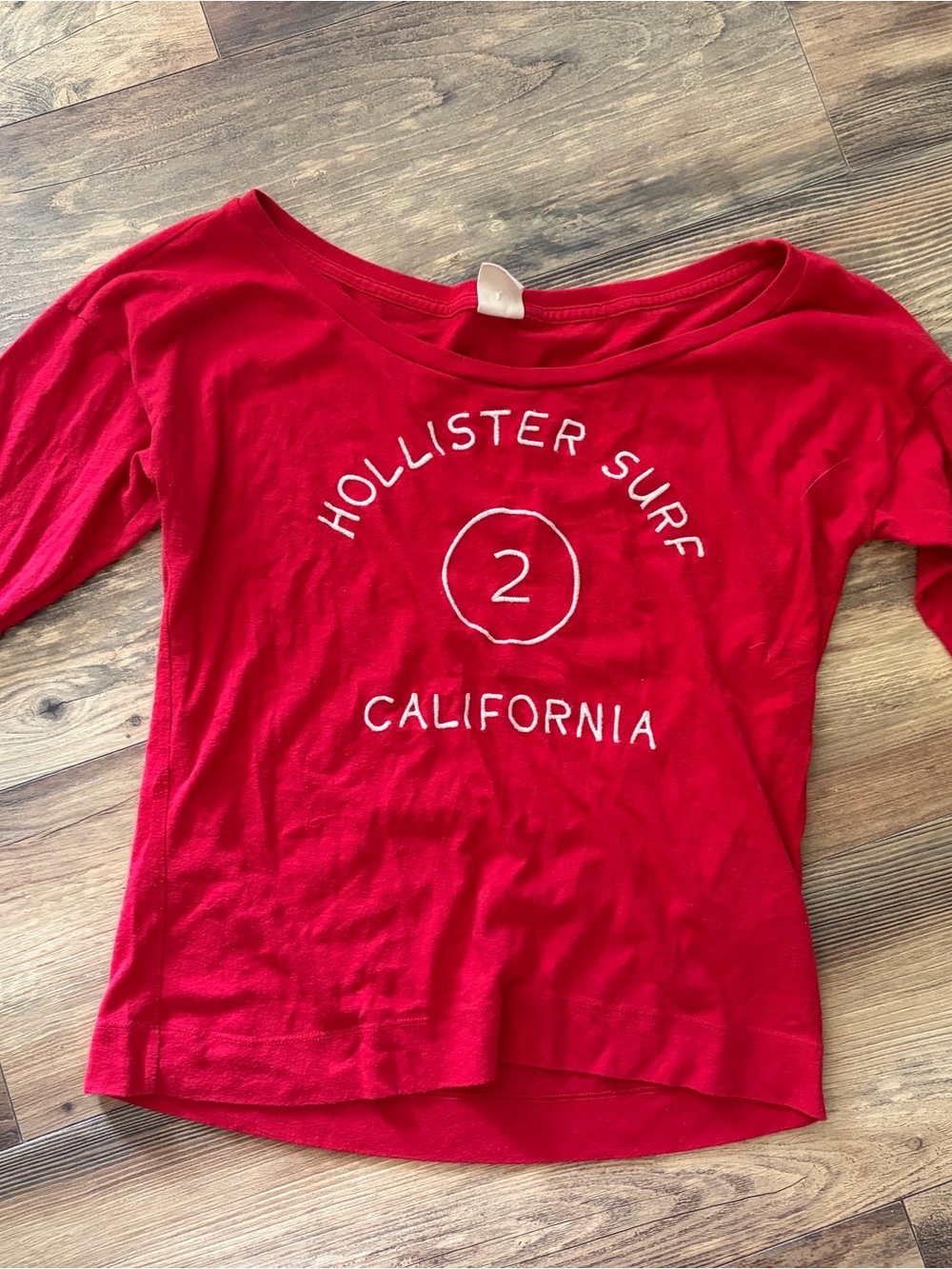 Hollister Red Long Sleeve Tee with White Logo